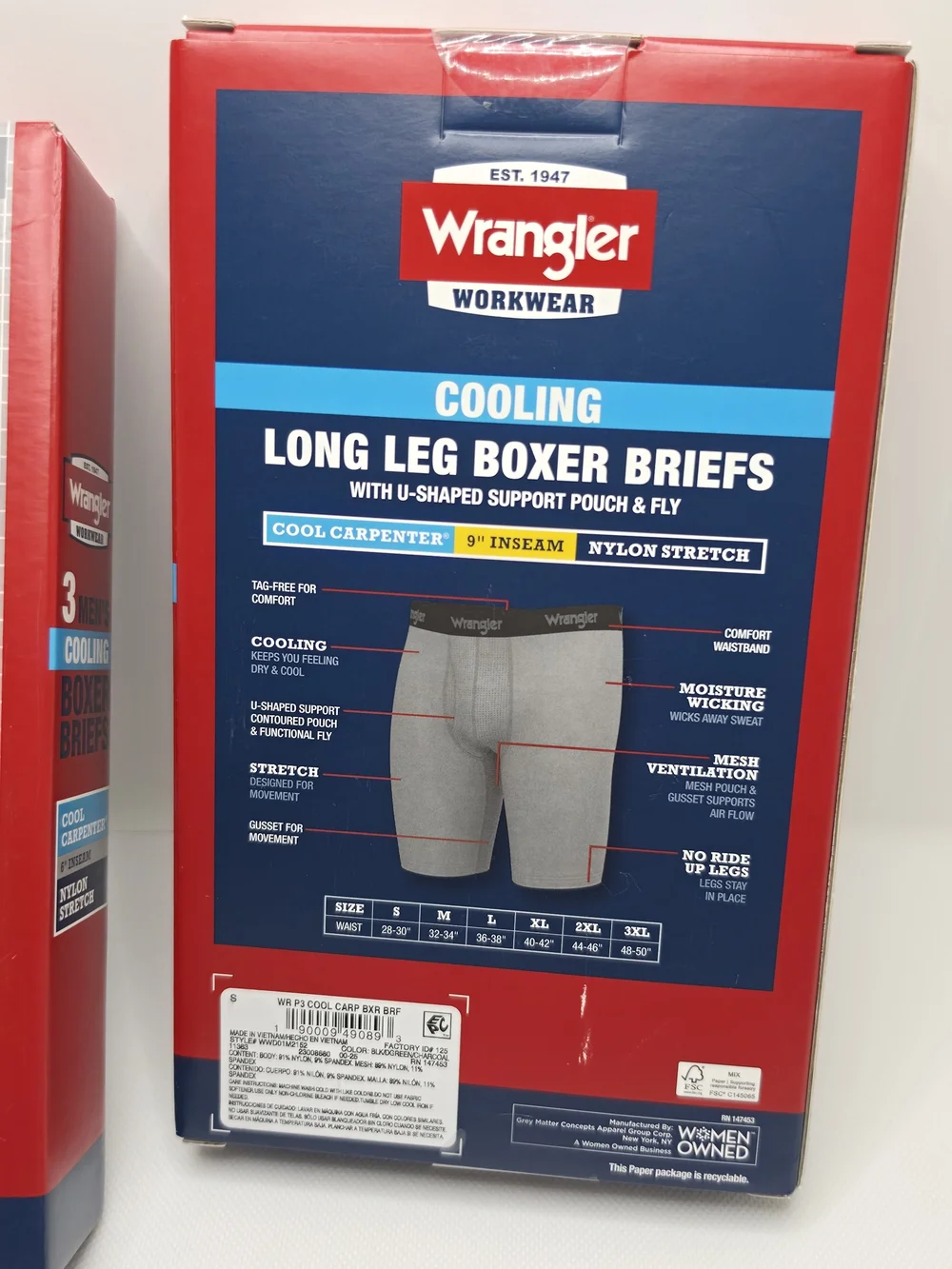 6 Pack Wrangler Men’s Cooling Boxer Briefs — Gray, Olive, Black, Red